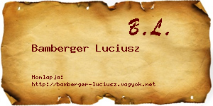 Bamberger Luciusz névjegykártya